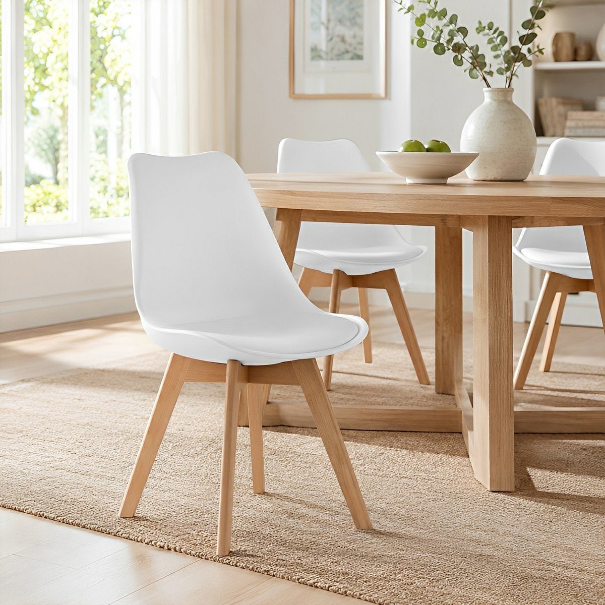 Set of 4 Modern Dining Chairs – PU Leather, Thick Cushion - Flyachilles