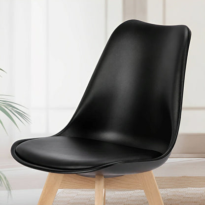 Set of 4 Modern Dining Chairs – PU Leather, Thick Cushion - Flyachilles
