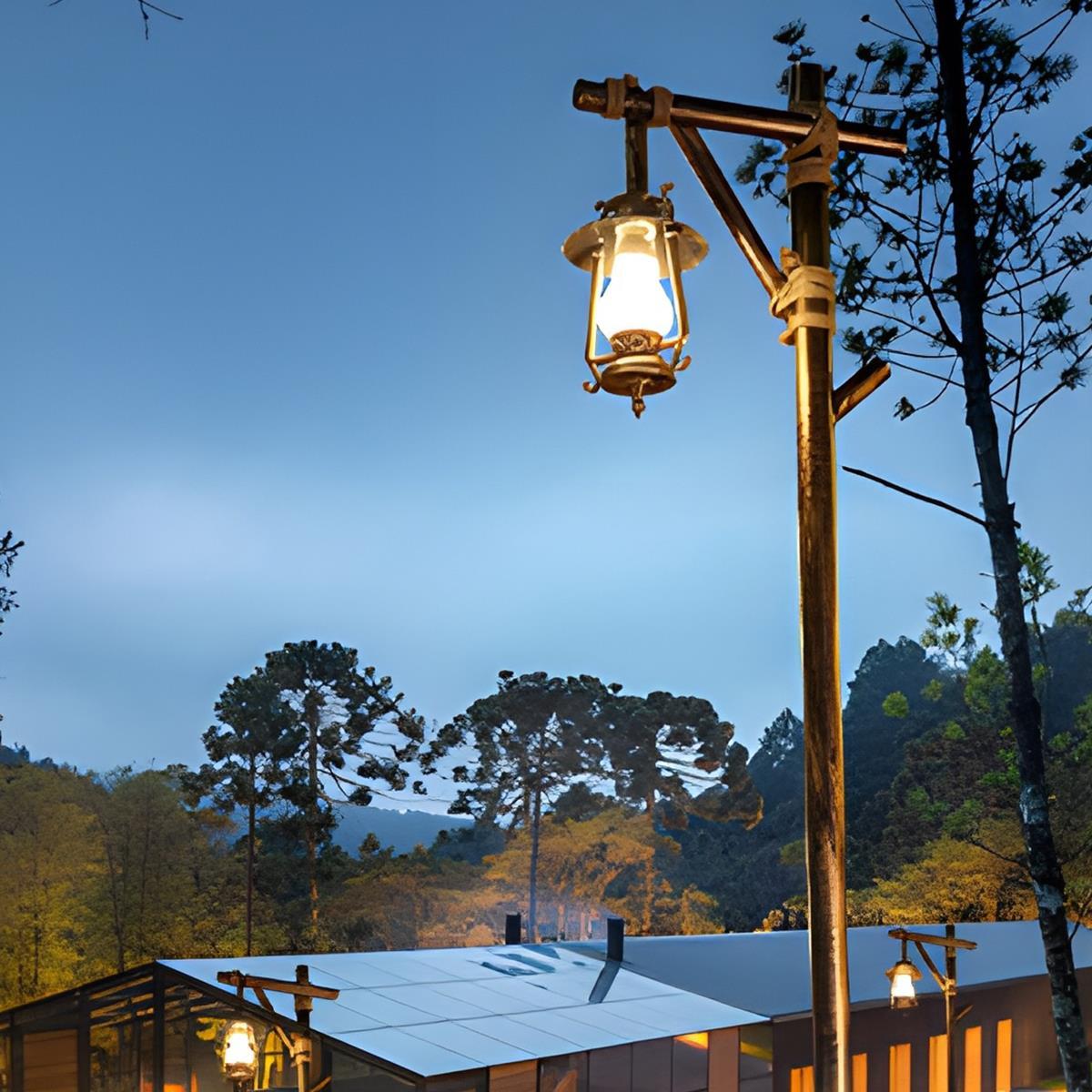 Set of 4 Waterproof Vintage Lantern Outdoor Western Street Pole Lights - Flyachilles