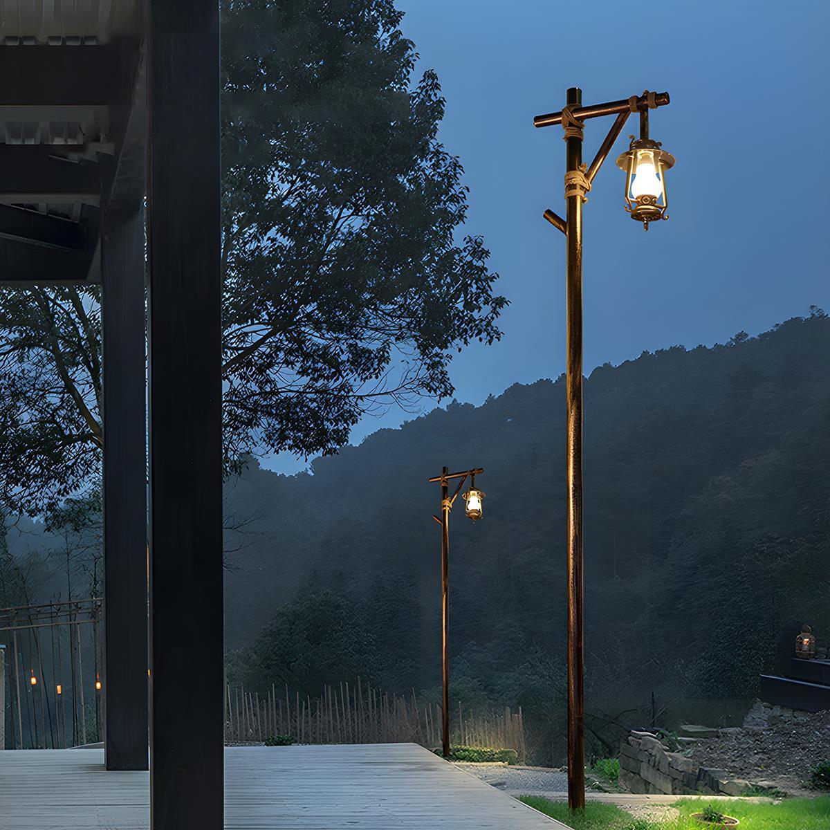 Set of 4 Waterproof Vintage Lantern Outdoor Western Street Pole Lights - Flyachilles