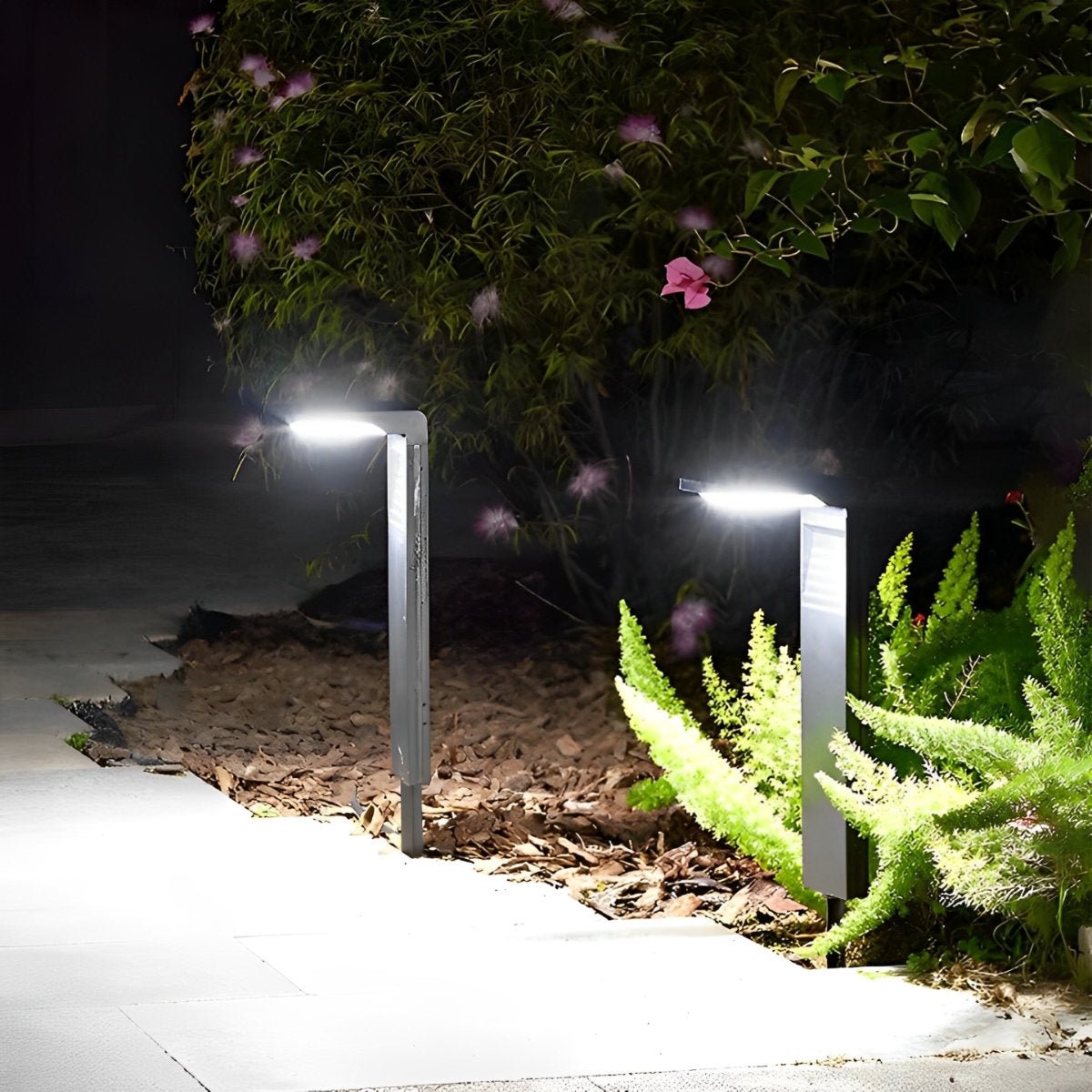 Smart Switch Minimalist Waterproof Stainless Steel Black Solar Pathway Lights - Flyachilles