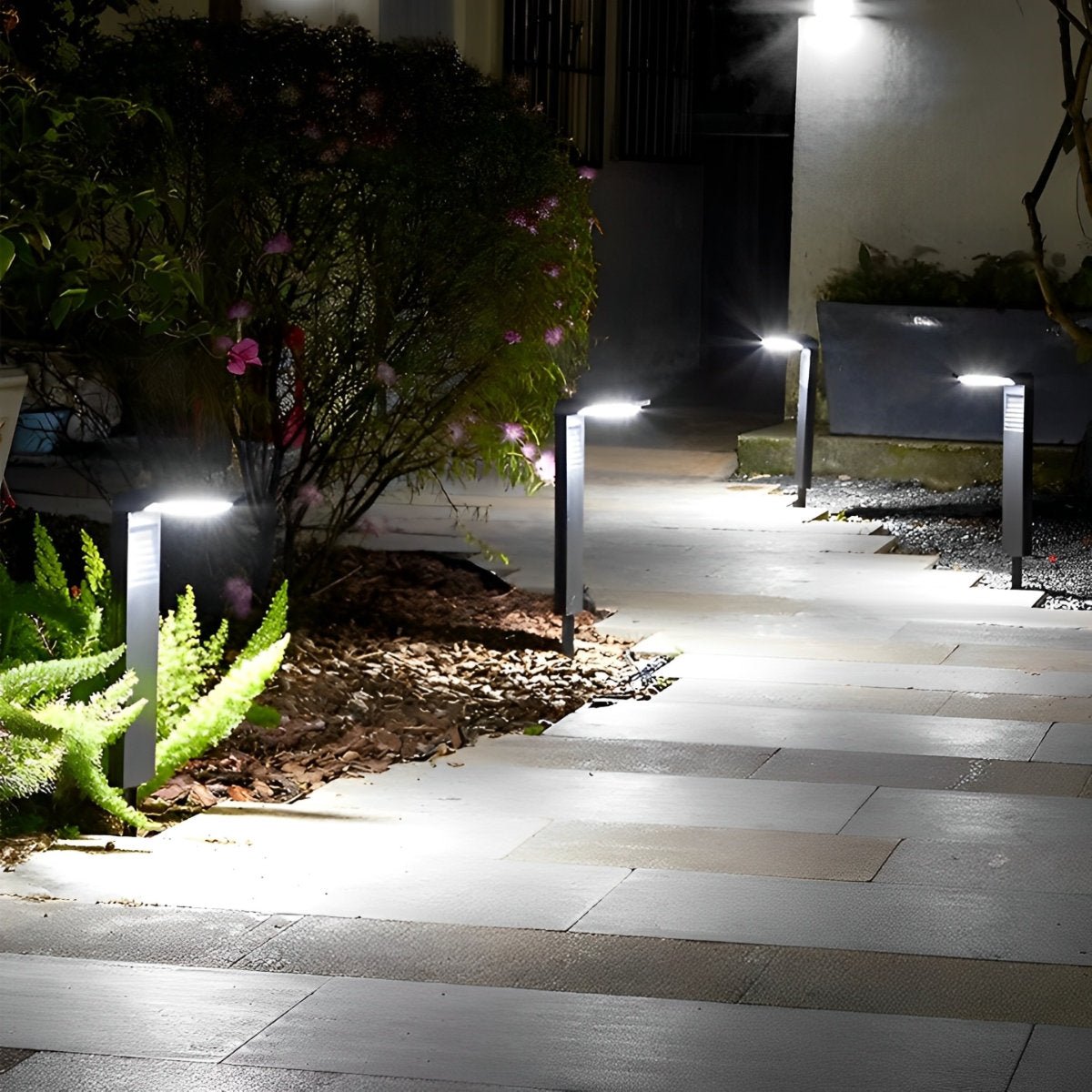 Smart Switch Minimalist Waterproof Stainless Steel Black Solar Pathway Lights - Flyachilles