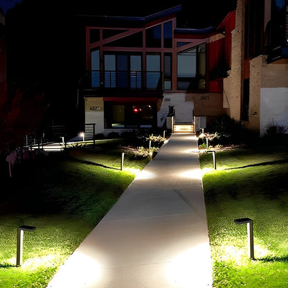 Smart Switch Minimalist Waterproof Stainless Steel Black Solar Pathway Lights - Flyachilles