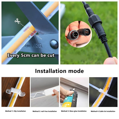 Solar COB DIY Waterproof Outdoor Recessed LED Flexible Linear Light