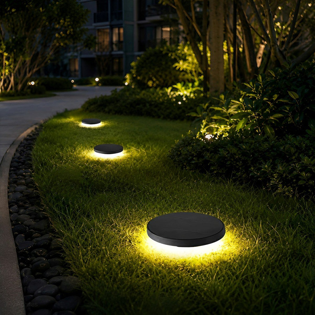 Solar Led Circular Shape Luminous Waterproof Embedded Ground Lights - Flyachilles