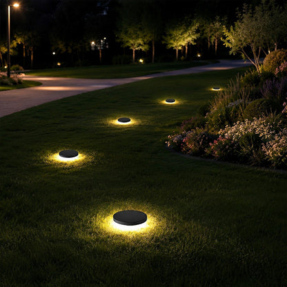 Solar Led Circular Shape Luminous Waterproof Embedded Ground Lights - Flyachilles