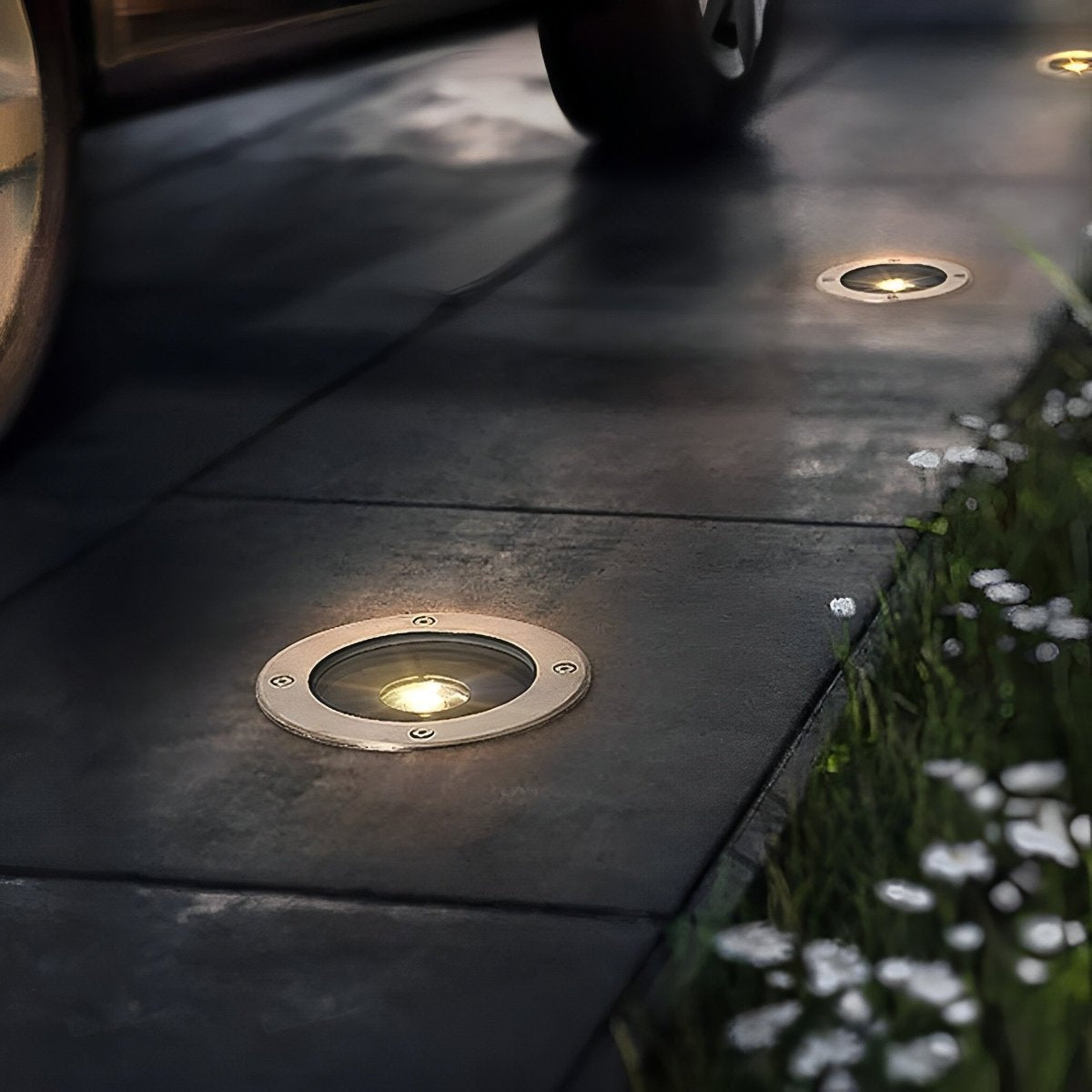 Solar Led Circular Shape Luminous Waterproof Embedded Ground Lights - Flyachilles