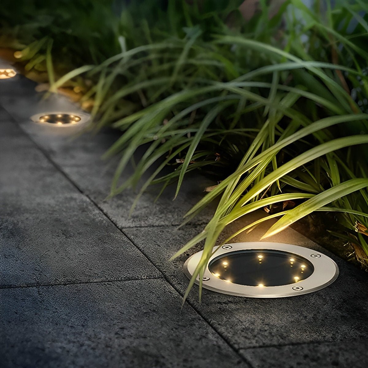 Solar Led Circular Shape Luminous Waterproof Embedded Ground Lights - Flyachilles