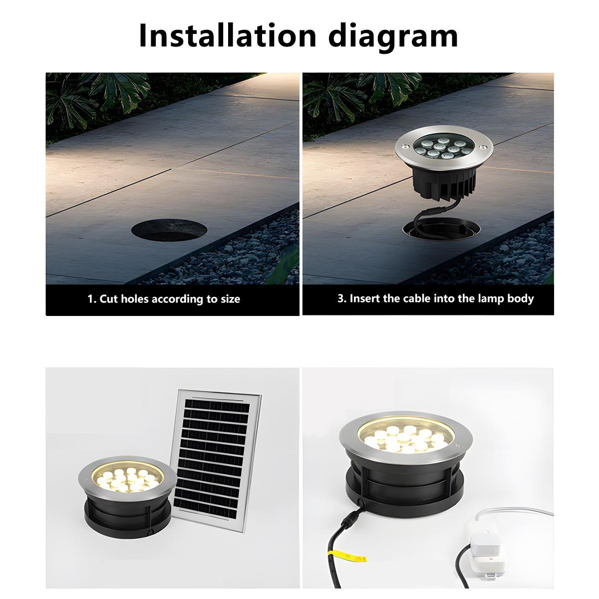 Solar Low Voltage Outdoor LED In Ground Landscape Lights Wall Washer - Flyachilles