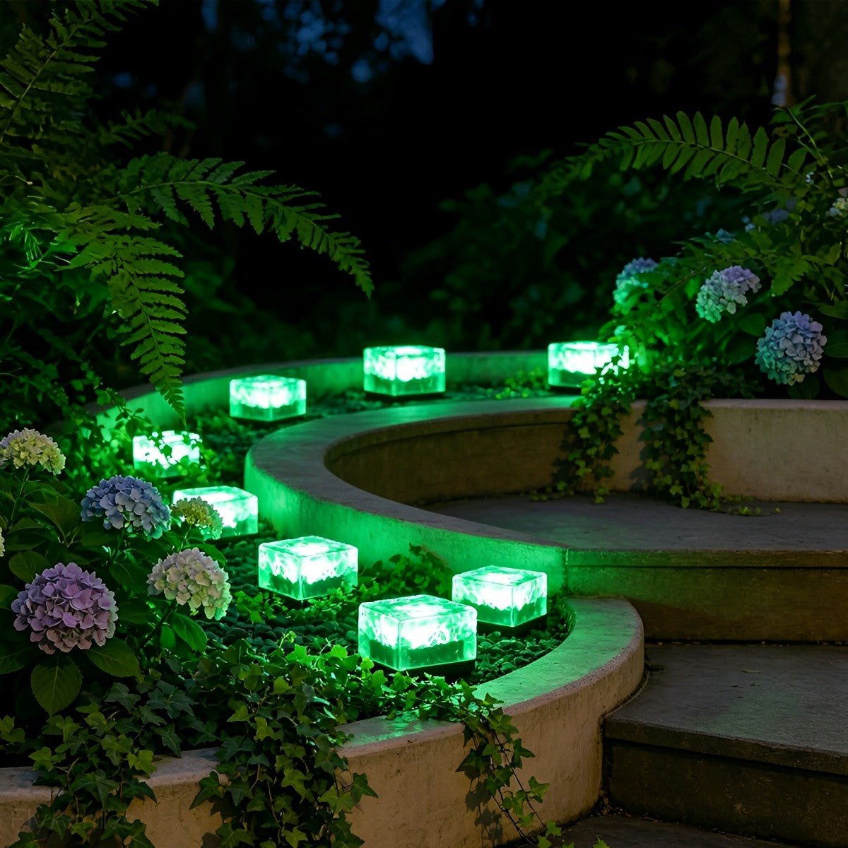Solar Outdoor Square Ice Brick Cube LED Waterproof Lawn Lights - Flyachilles