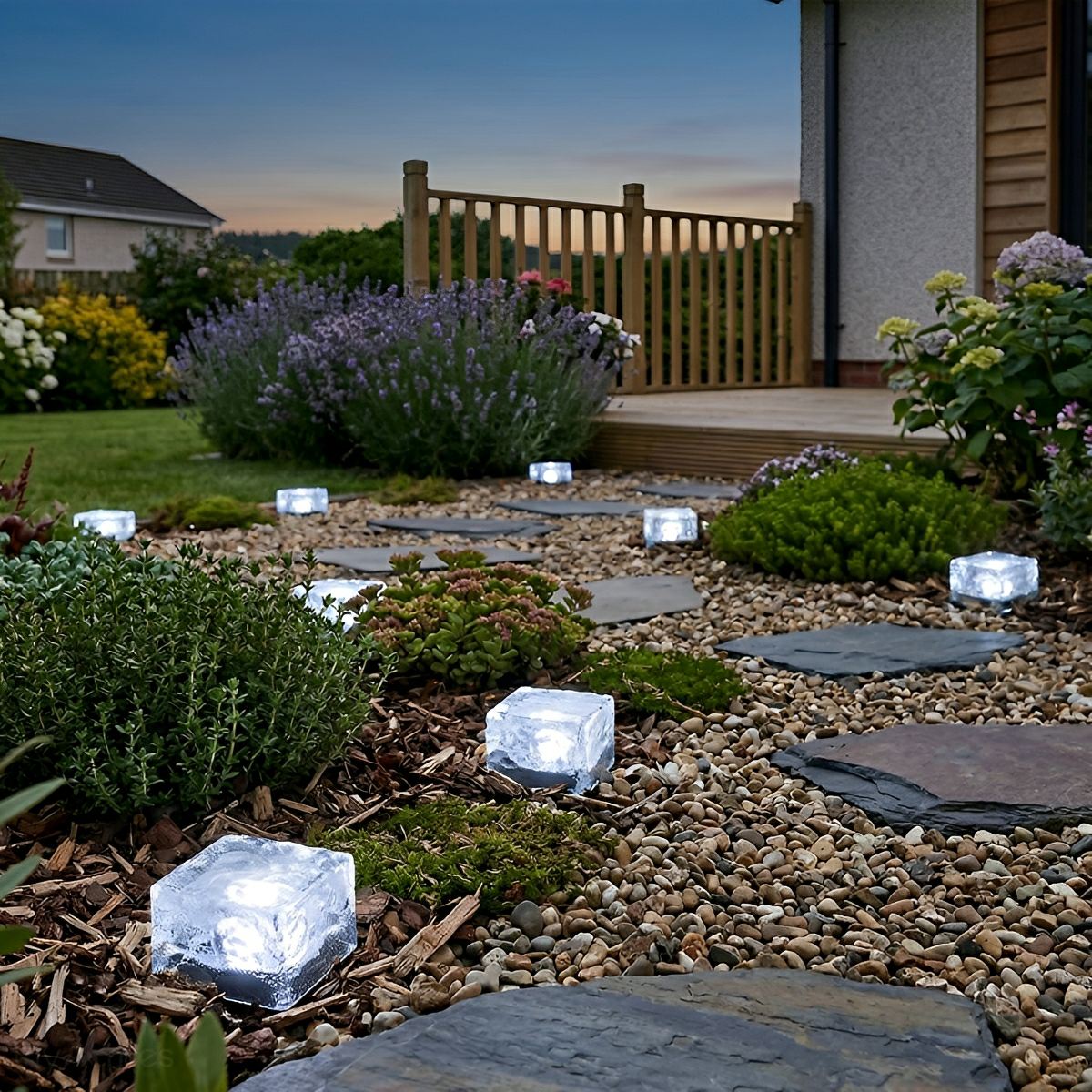 Solar Outdoor Square Ice Brick Cube LED Waterproof Lawn Lights - Flyachilles