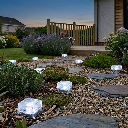 Solar Outdoor Square Ice Brick Cube LED Waterproof Lawn Lights - Flyachilles