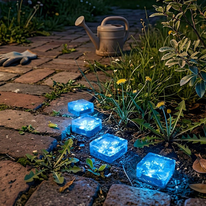 Solar Outdoor Square Ice Brick Cube LED Waterproof Lawn Lights - Flyachilles