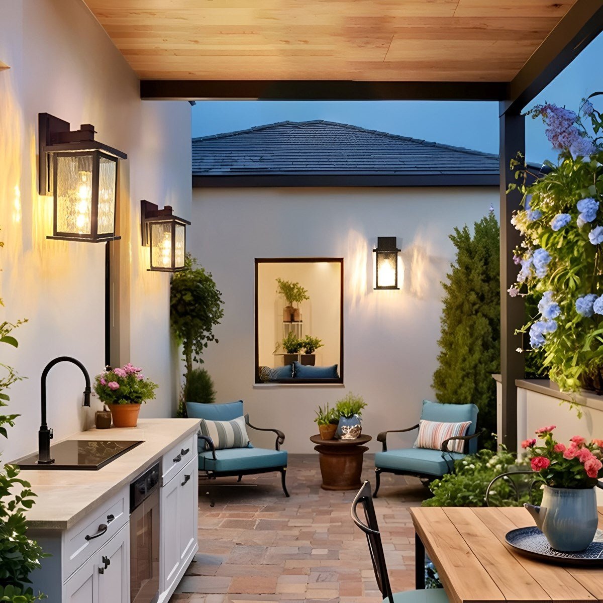 Solar Rustic Rectangular Waterproof Outdoor LED Porch Wall Lights - Flyachilles