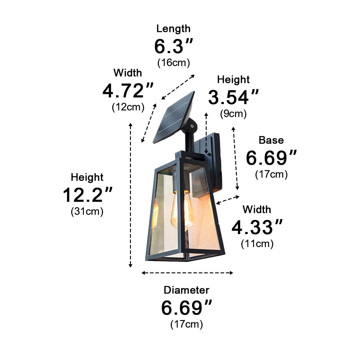 Solar Rustic Trapezoid Waterproof Outdoor LED Porch Wall Light - Flyachilles