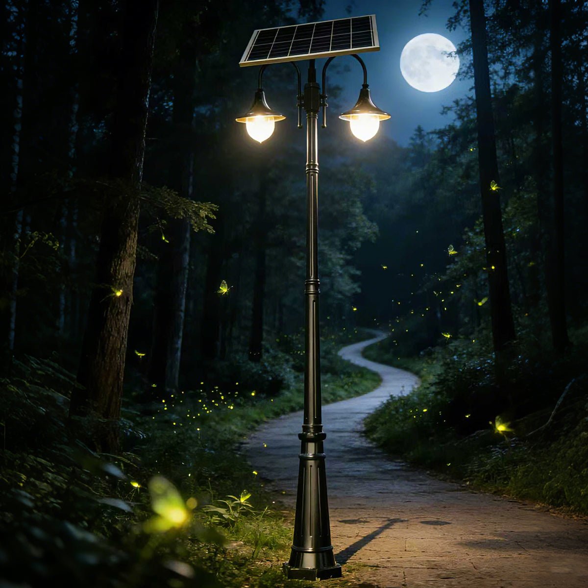 Solar Vintage Waterproof Flared LED Outdoor Pathway Pole Lights - Flyachilles