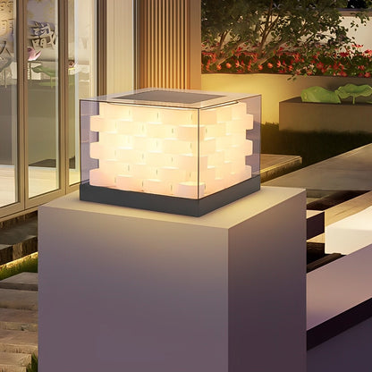 Solar Waterproof Cubed Weave LED Outdoor Post Lights - Flyachilles