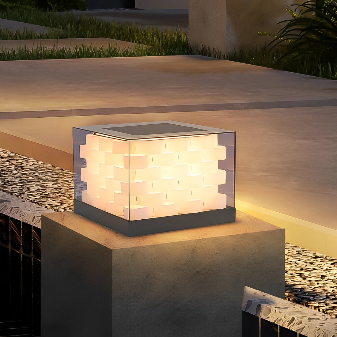 Solar Waterproof Cubed Weave LED Outdoor Post Lights - Flyachilles