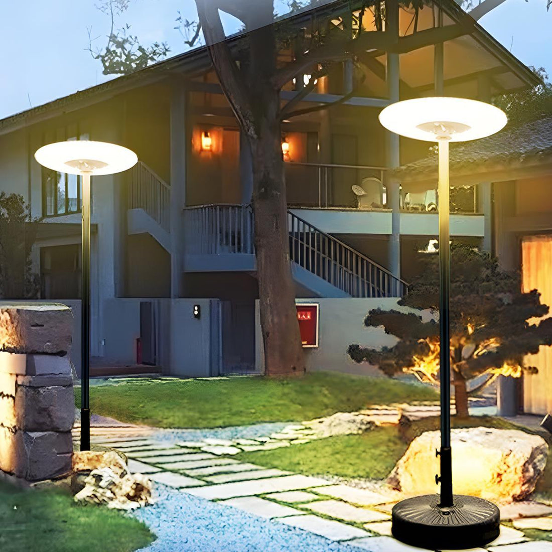 Solar Waterproof Dish Moving & Lifting Outdoor LED Floor Lamps - Flyachilles