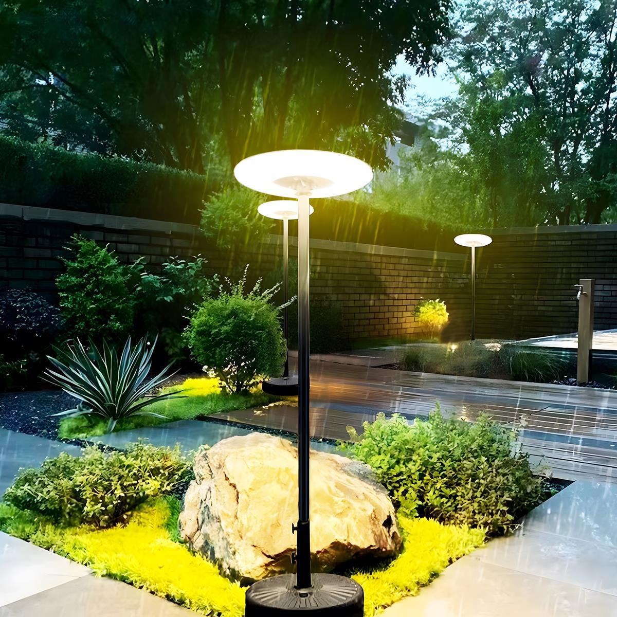 Solar Waterproof Dish Moving & Lifting Outdoor LED Floor Lamps Up and Down Street Post Light Column Lamp Solar / Black / 21.6'' Diax86.6'' H