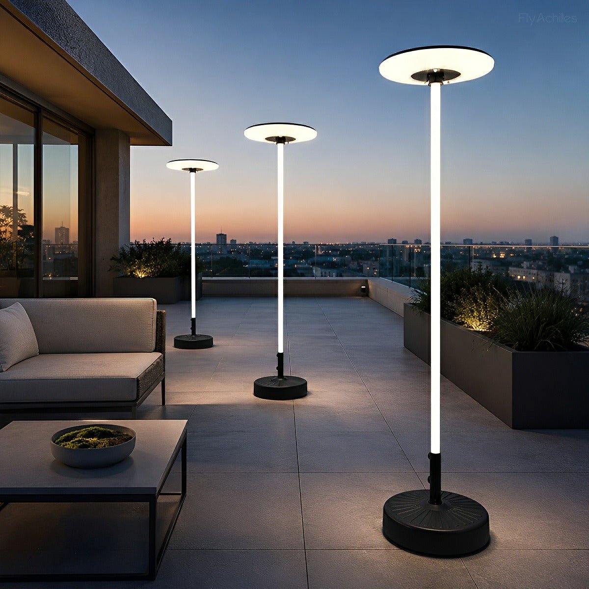 Solar Waterproof Dish Moving &amp; Lifting Outdoor LED Floor Lamps - Flyachilles