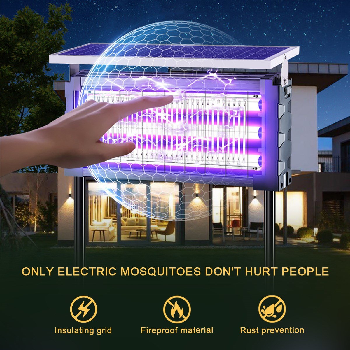 Solar Waterproof LED Outdoor Lawn Mosquito Bug Zapper Killer Lights - Flyachilles