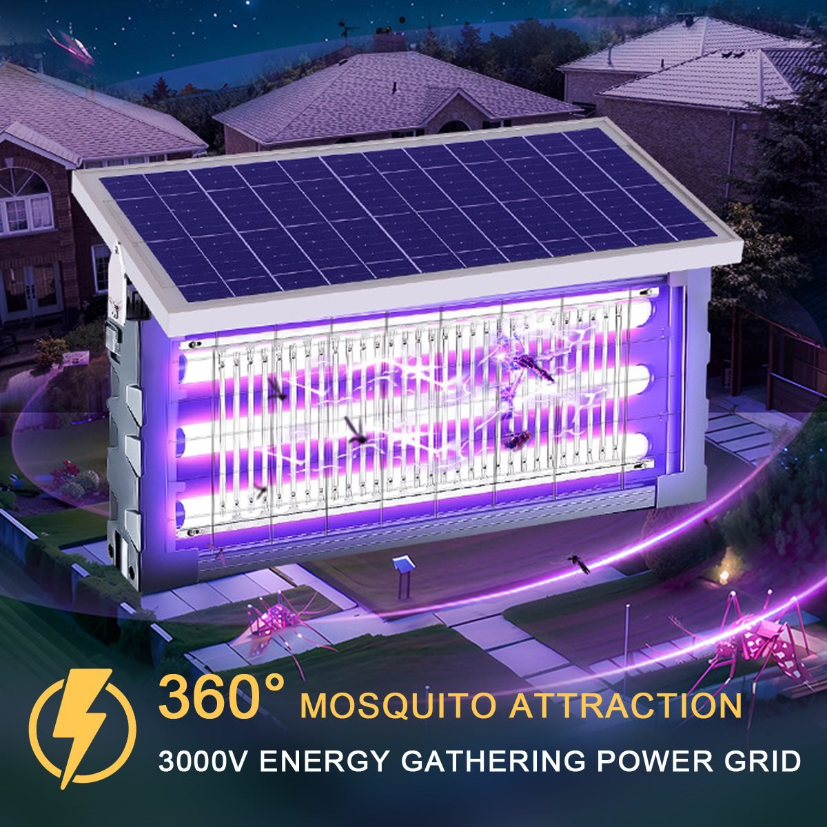 Solar Waterproof LED Outdoor Lawn Mosquito Bug Zapper Killer Lights - Flyachilles