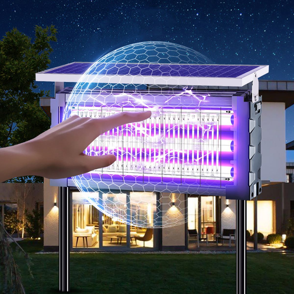 Solar Waterproof LED Outdoor Lawn Mosquito Bug Zapper Killer Lights - Flyachilles