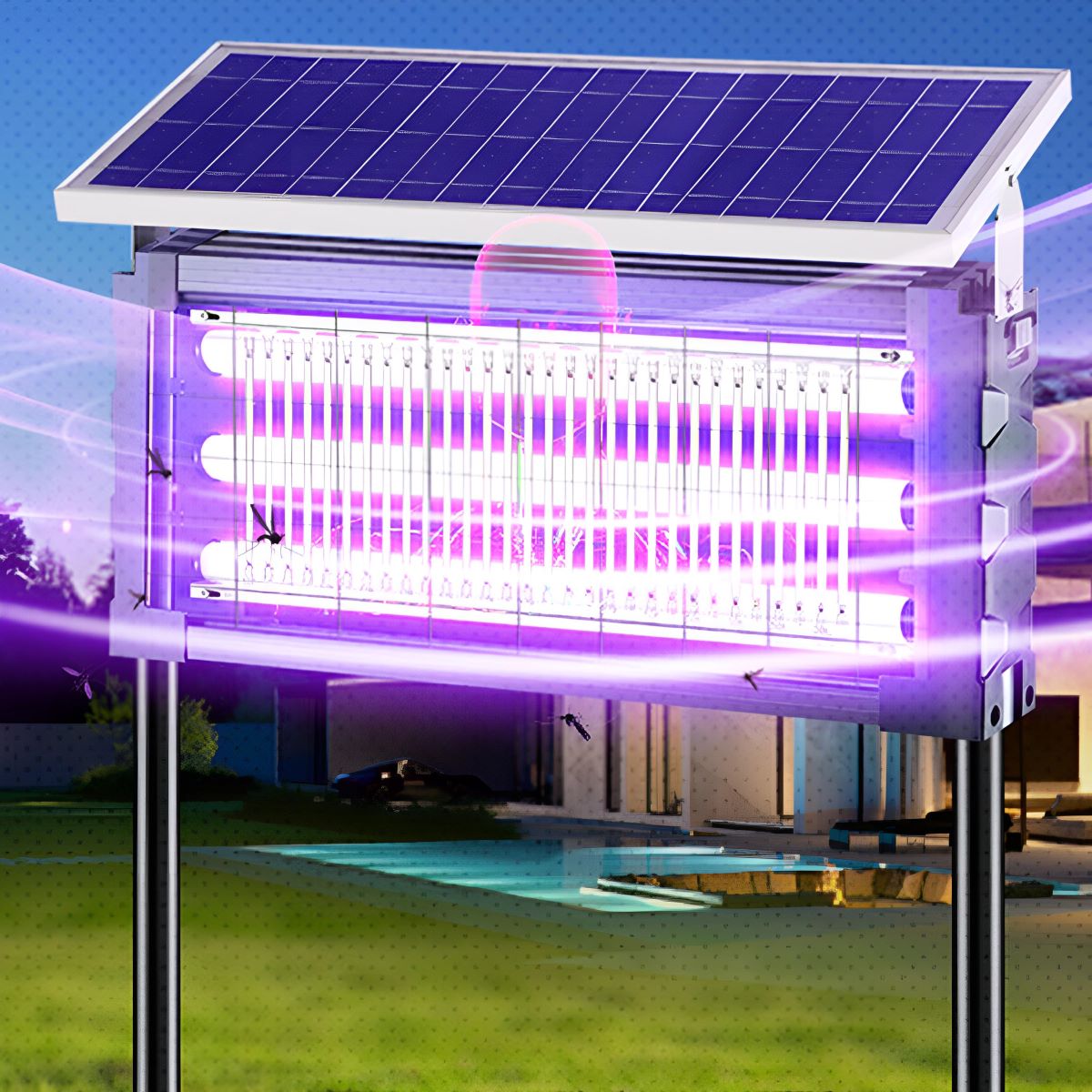 Solar Waterproof LED Outdoor Lawn Mosquito Bug Zapper Killer Lights - Flyachilles