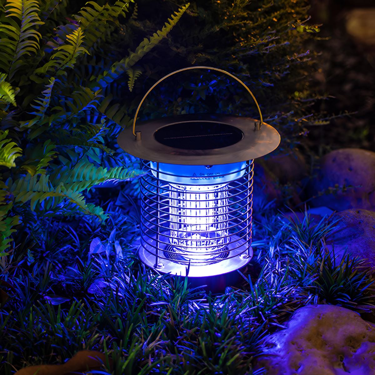Solar Waterproof LED Outdoor Mosquito Bug Zapper Killer Hanging Lantern Rechargeable - Flyachilles