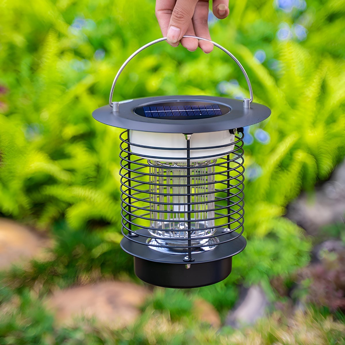 Solar Waterproof LED Outdoor Mosquito Bug Zapper Killer Hanging Lantern Rechargeable - Flyachilles