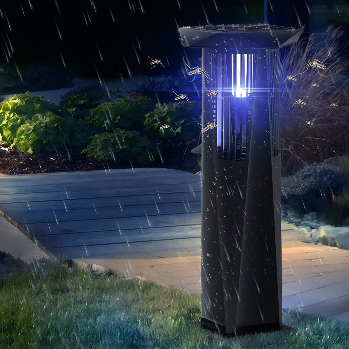 Solar Waterproof LED Outdoor Mosquito Bug Zapper Killer Lawn Lights - Flyachilles