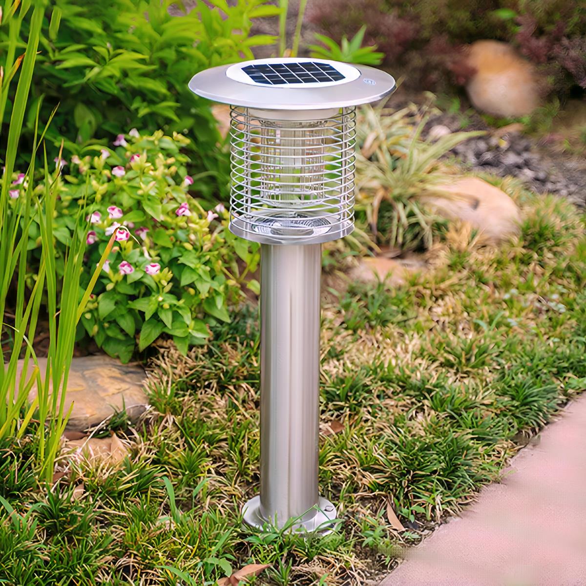 Solar Waterproof LED Outdoor Mosquito Bug Zapper Killer Lawn Pillar Lights - Flyachilles