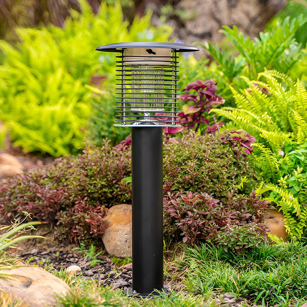 Solar Waterproof LED Outdoor Mosquito Bug Zapper Killer Lawn Pillar Lights - Flyachilles