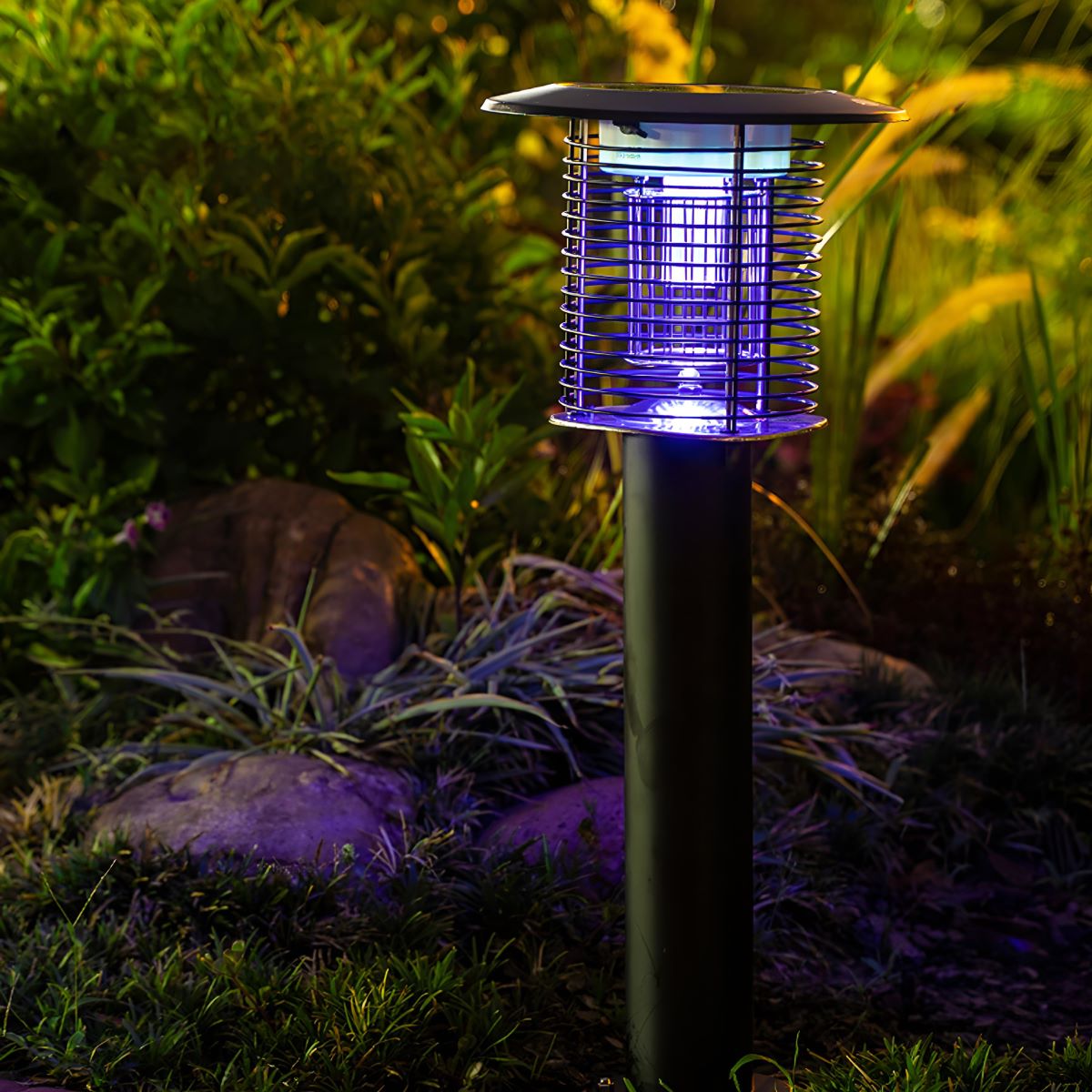 Solar Waterproof LED Outdoor Mosquito Bug Zapper Killer Lawn Pillar Lights - Flyachilles