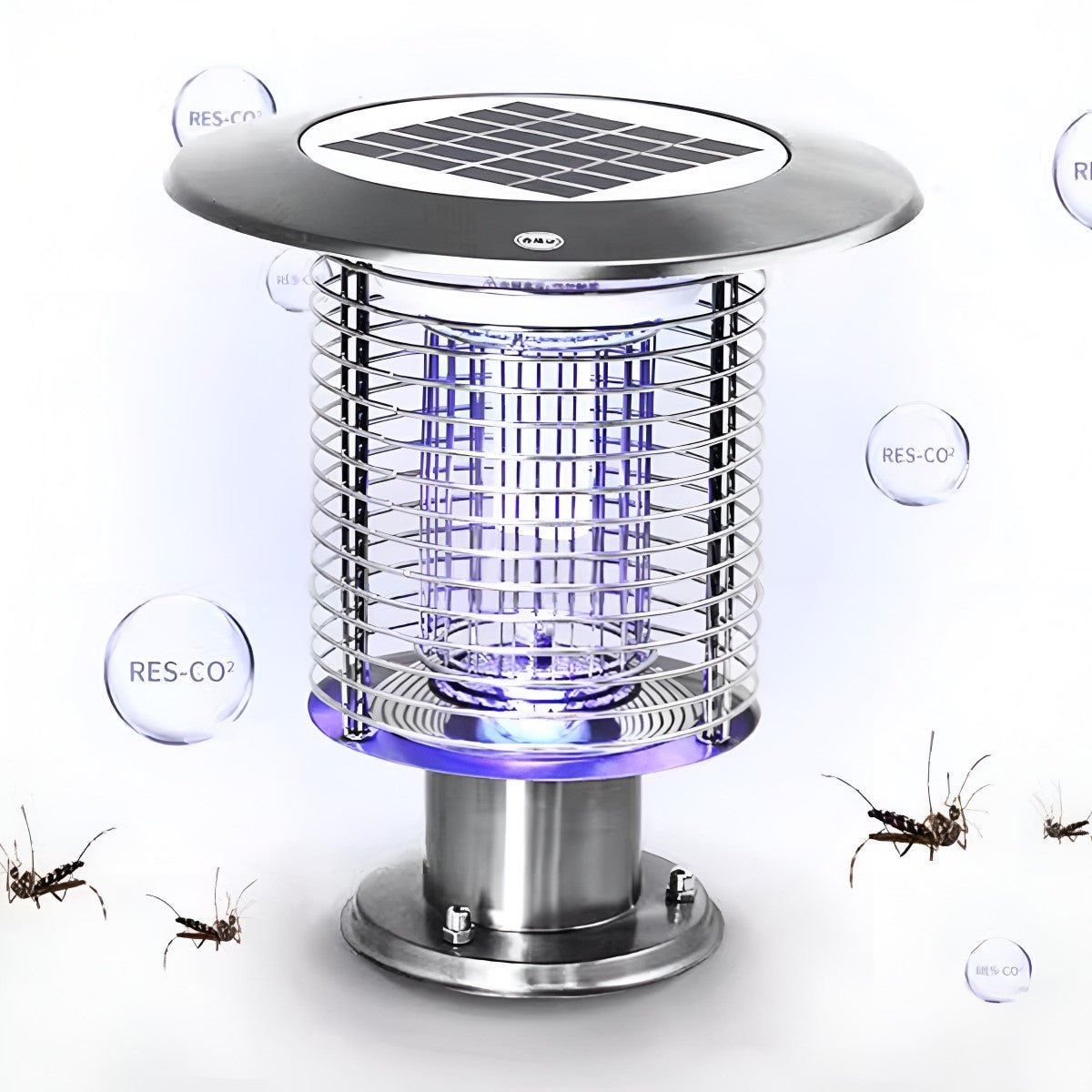 Solar Waterproof LED Outdoor Mosquito Bug Zapper Killer Post light Rechargeable - Flyachilles
