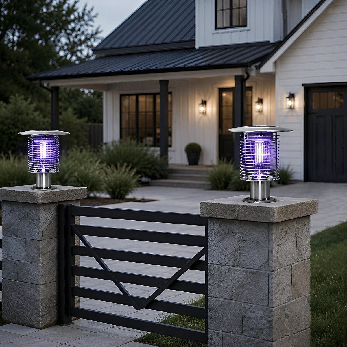 Solar Waterproof LED Outdoor Mosquito Bug Zapper Killer Post light Rechargeable - Flyachilles