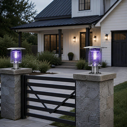Solar Waterproof LED Outdoor Mosquito Bug Zapper Killer Post light Rechargeable - Flyachilles