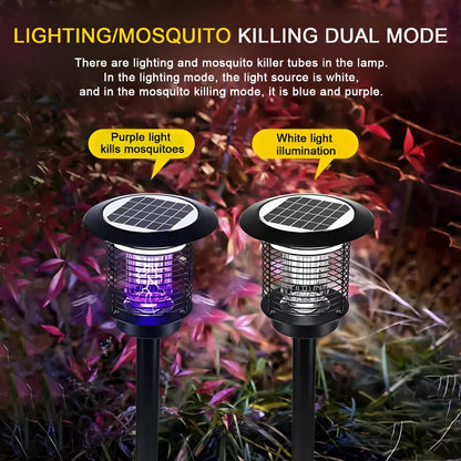 Solar Waterproof LED Outdoor Mosquito Bug Zapper Killer Post light Rechargeable - Flyachilles