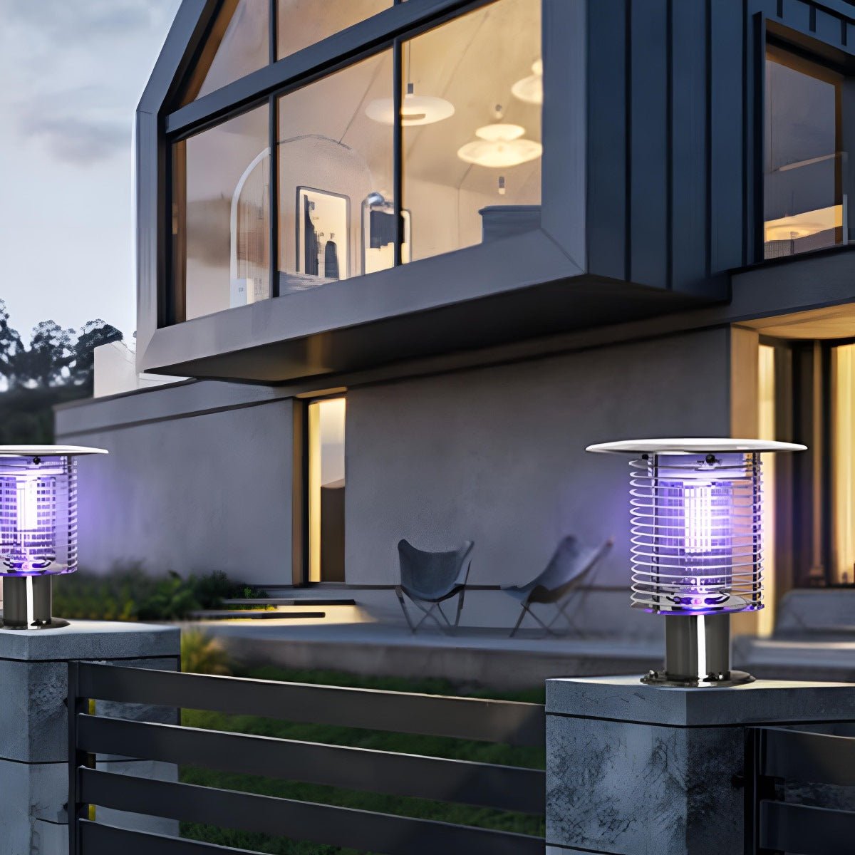 Solar Waterproof LED Outdoor UV Bug Zapper Post light