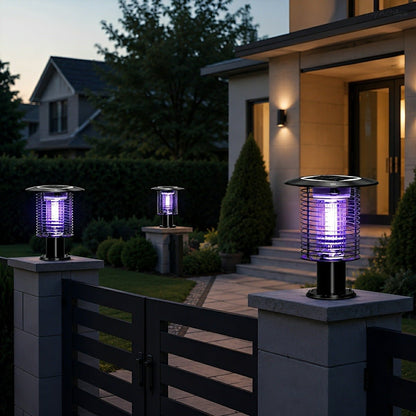 Solar Waterproof LED Outdoor Mosquito Bug Zapper Killer Post light Rechargeable - Flyachilles