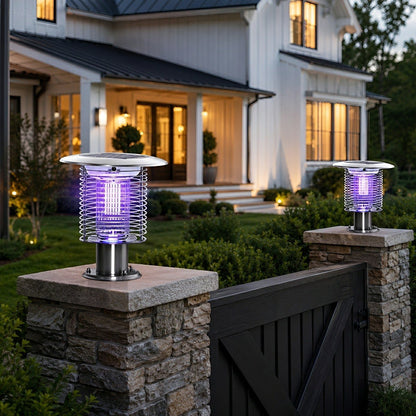 Solar Waterproof LED Outdoor Mosquito Bug Zapper Killer Post light Rechargeable - Flyachilles