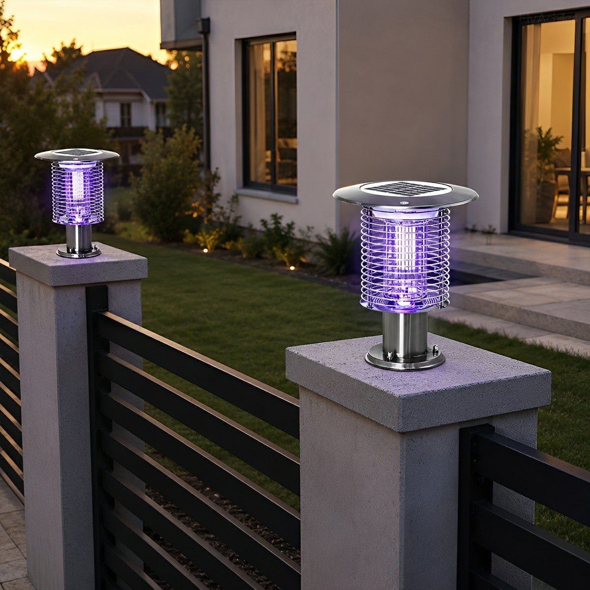 Solar Waterproof LED Outdoor Mosquito Bug Zapper Killer Post light Rechargeable - Flyachilles