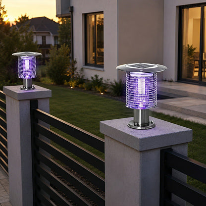Solar Waterproof LED Outdoor Mosquito Bug Zapper Killer Post light Rechargeable - Flyachilles