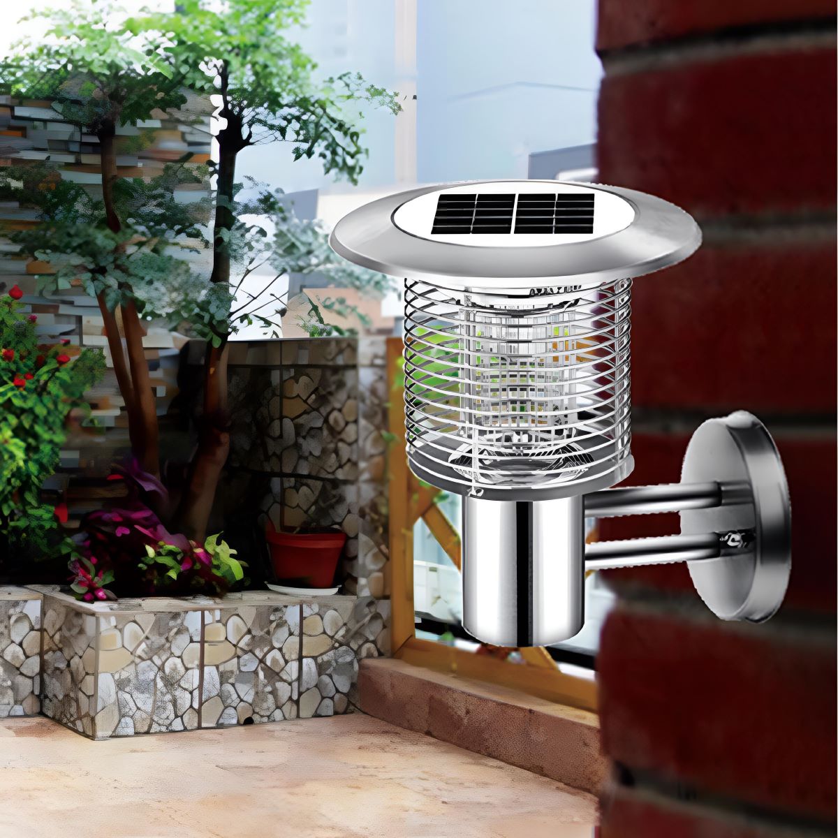 Solar Waterproof LED Outdoor Mosquito Bug Zapper Killer Wall Lights Rechargeable - Flyachilles