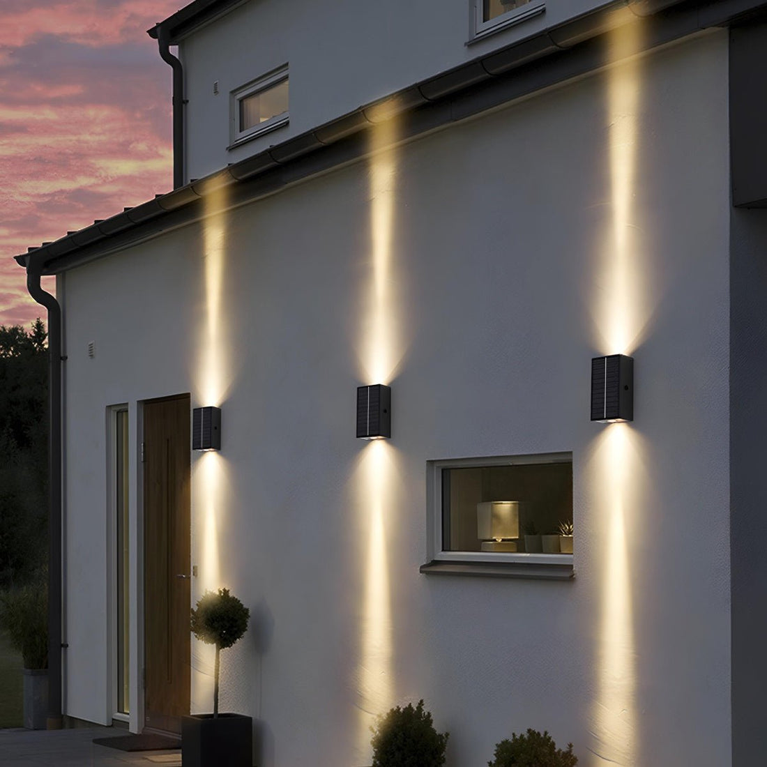 Solar Waterproof Modern Black Up&Down LED Outdoor Wall Washer Spot Lights - Flyachilles