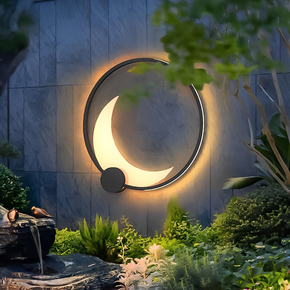 Solar Waterproof Moon LED Round Outdoor Wall Sconces - Flyachilles