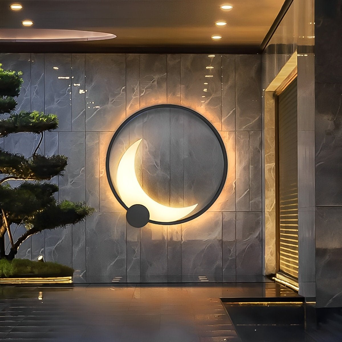 Solar Waterproof Moon LED Round Outdoor Wall Sconces - Flyachilles