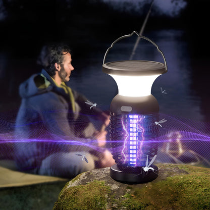 Solar Waterproof Outdoor Mosquito Bug Zapper Killer LED Hanging Lantern Lights - Flyachilles