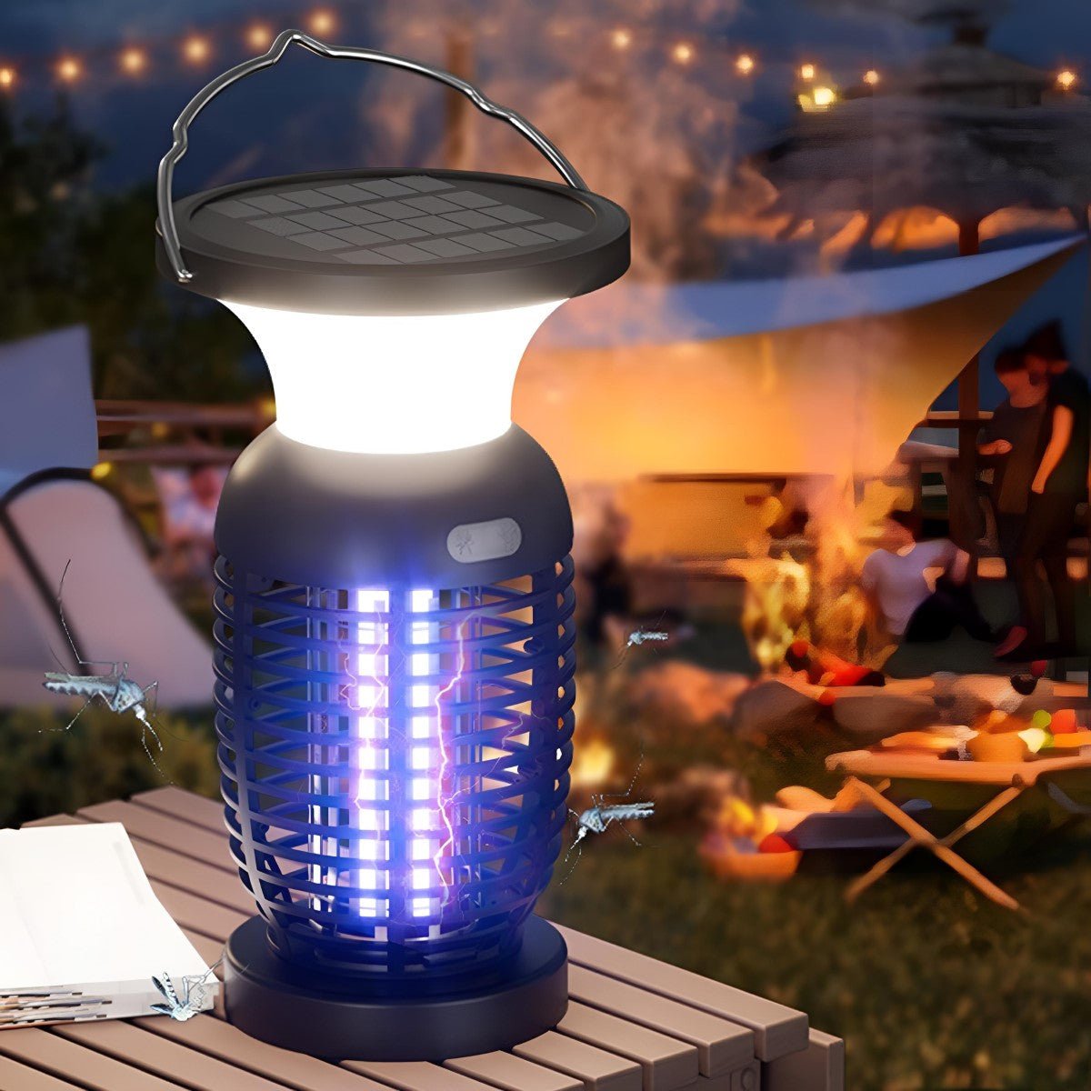 Solar Waterproof Outdoor Mosquito Bug Zapper Killer LED Hanging Lantern Lights - Flyachilles